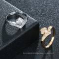 Clover shape freshness shine zircon bangle and ring beautiful gold plating wedding jewelry set